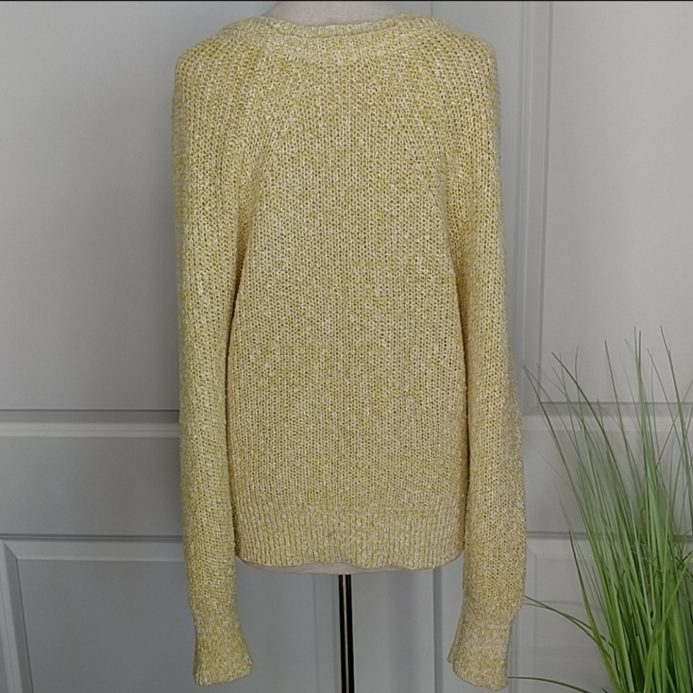 Free People Sweater Cotton Linen Knit Crew Neck Dolman Sleeve Chartreuse L NWT - Picture 7 of 8